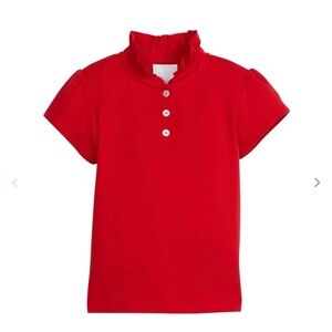 LITTLE ENGLISH Hastings Polo Nautical Red ruffle neck cap sleeves Size 7
